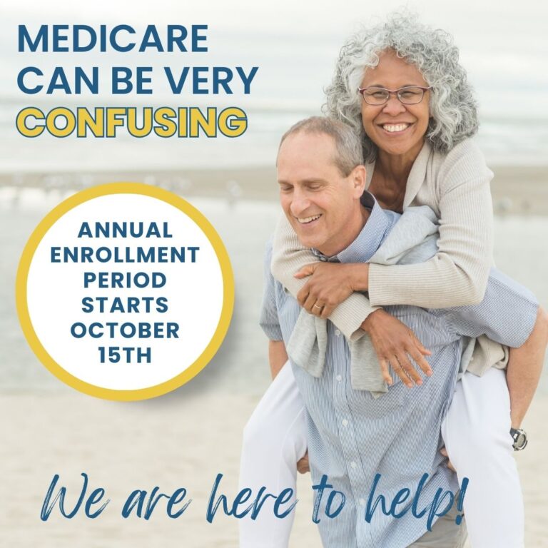 Senior couple turning 65 receiving Medicare enrollment advice in Florida